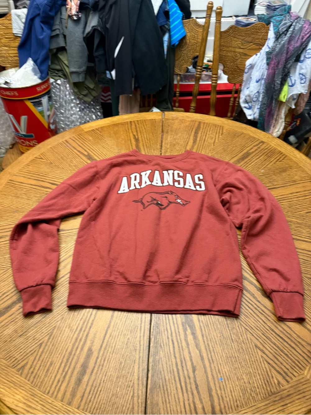 The Victory Arkansas Crewneck Sweatshirt in Rust Red - Collegiate Comfort
